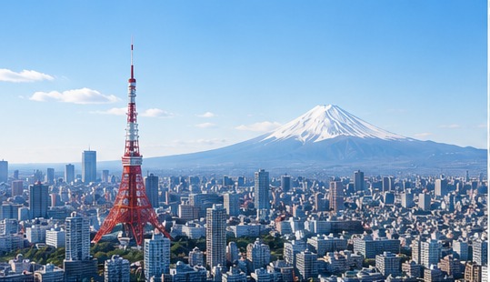 東京の街並みと東京タワー